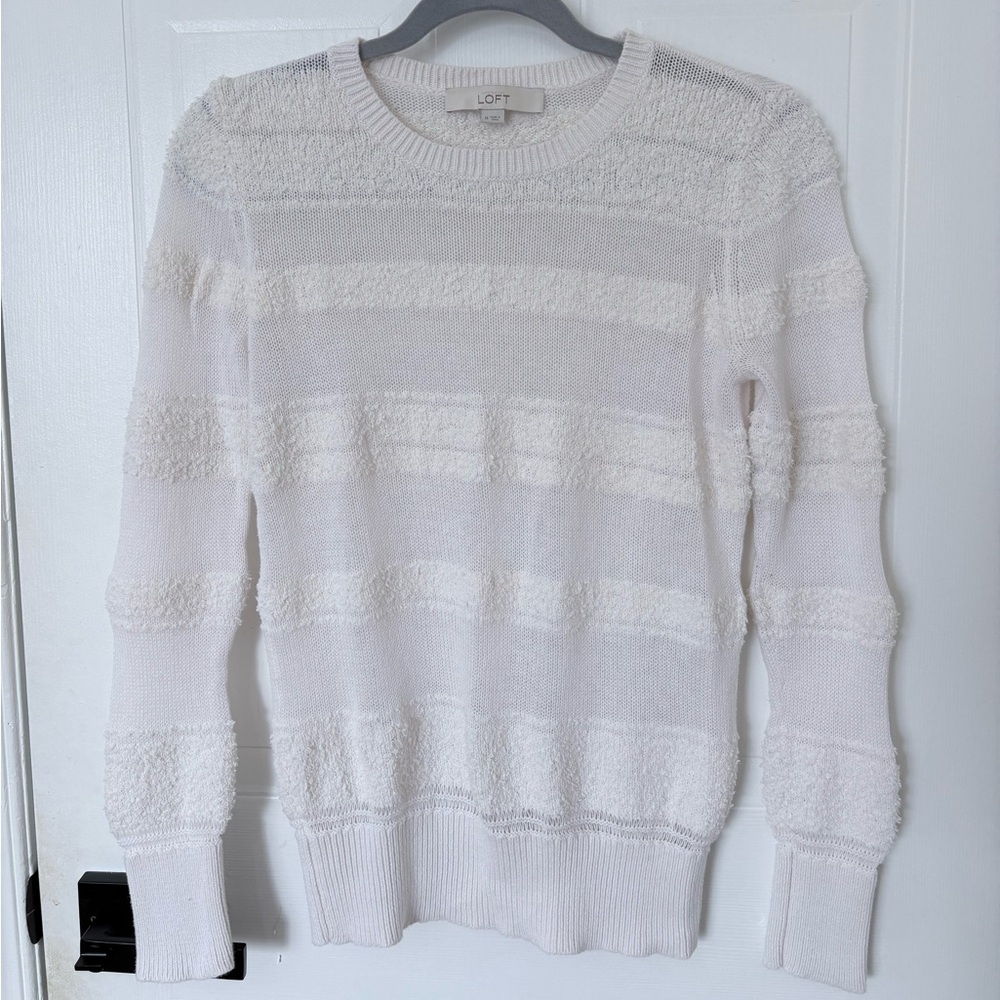 LOFT Women's White Textured Sweater